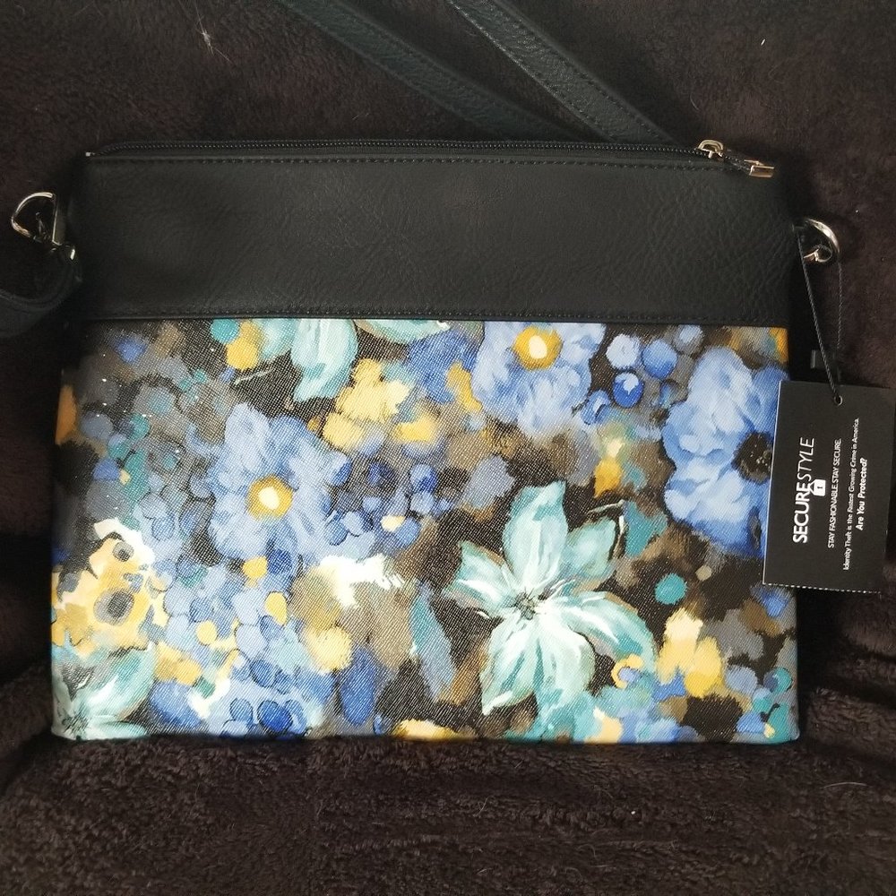 Cross Body Flower Blue Purse
